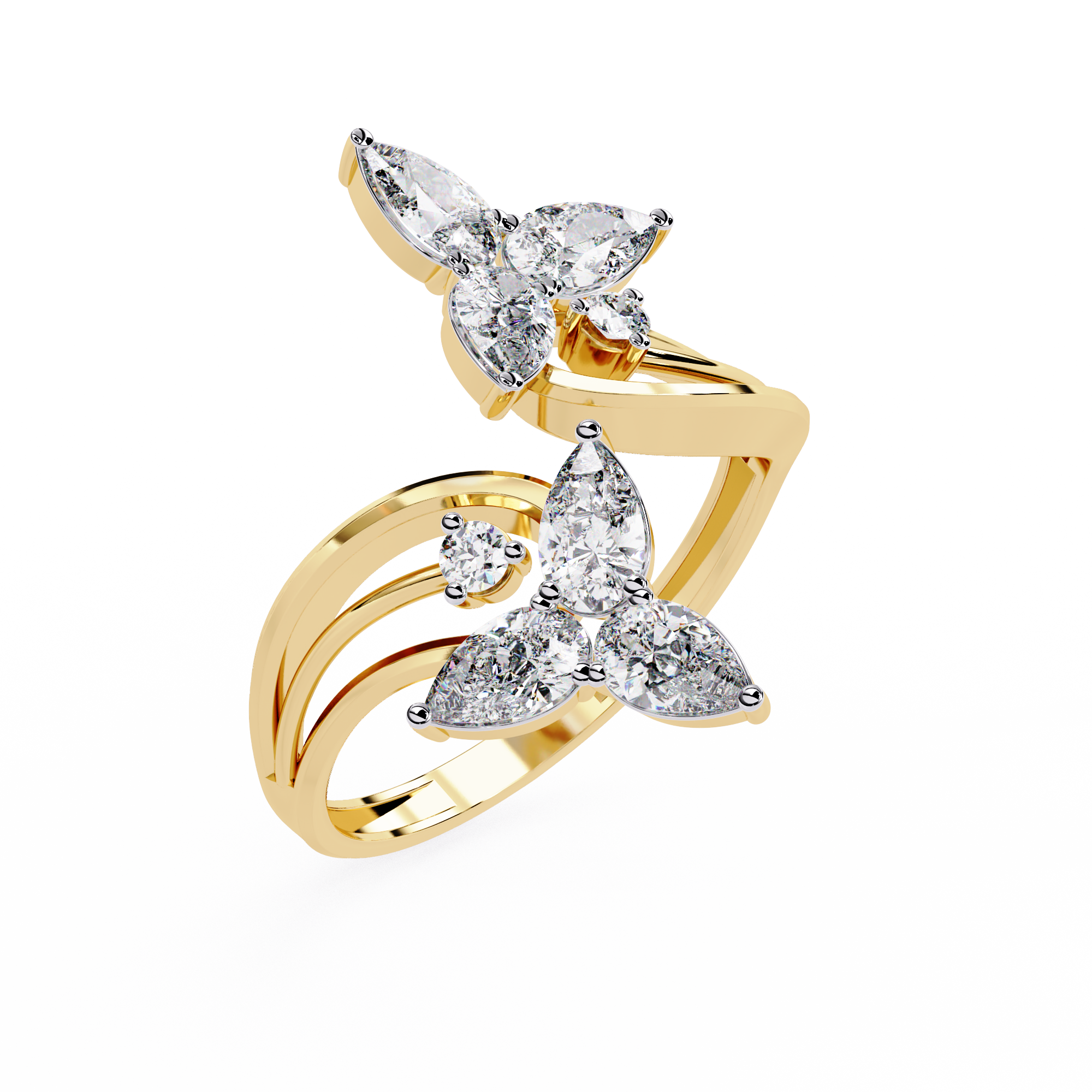 Solitairekart 0.99ct Butterfly Kiss Natural Diamond Ring-HI Color, VS-SI Clarity